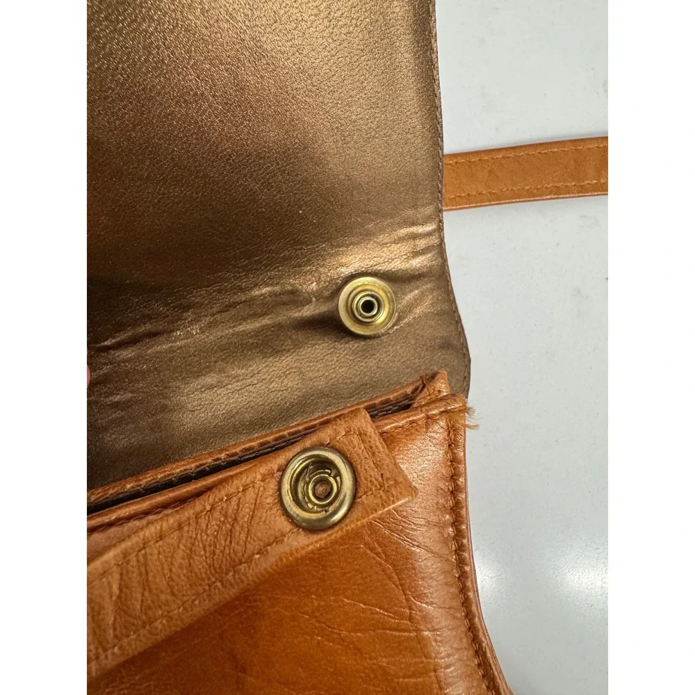 Vintage Brian Jeffrey Metallic Bronze Leather Applique Clutch Bag Spain Boho 70s